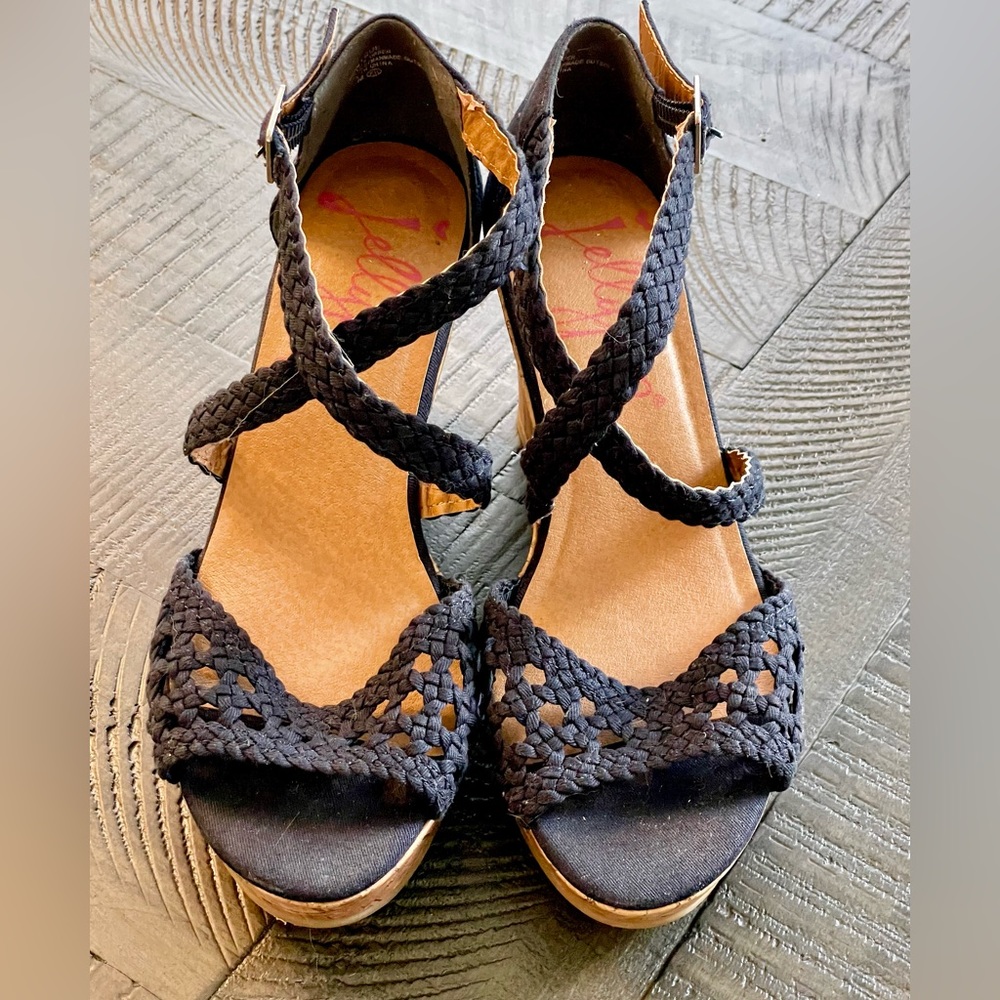 Women’s Jellypop Blue Monique Cork Wedges 3” Heel Size 9 1/2 M